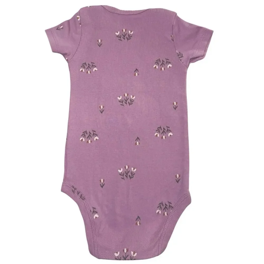 Carter's Bodysuit Bundle Baby Girl Flowers Purple Black 9 Months